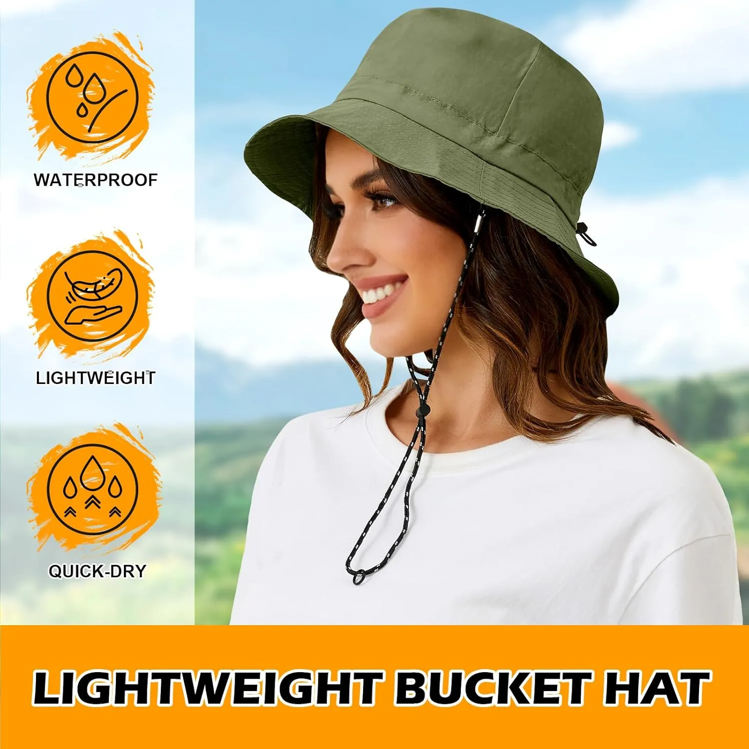 MIDNIGHTSUN Waterproof Bucket Hat Women Packable Outdoor Fishing Lightweight Men UV Protection Summer Sun Hat