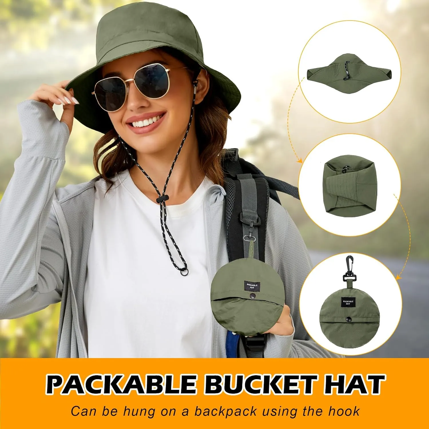 MIDNIGHTSUN Waterproof Bucket Hat Women Packable Outdoor Fishing Lightweight Men UV Protection Summer Sun Hat