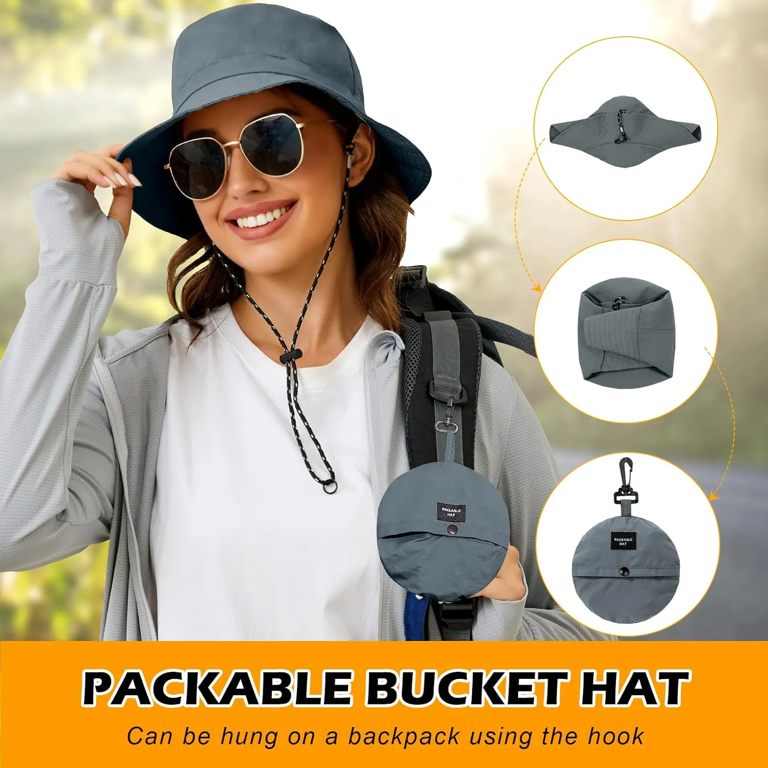 MIDNIGHTSUN Waterproof Bucket Hat Women Packable Outdoor Fishing Lightweight Men UV Protection Summer Sun Hat