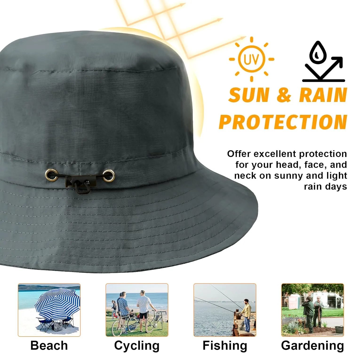 MIDNIGHTSUN Waterproof Bucket Hat Women Packable Outdoor Fishing Lightweight Men UV Protection Summer Sun Hat