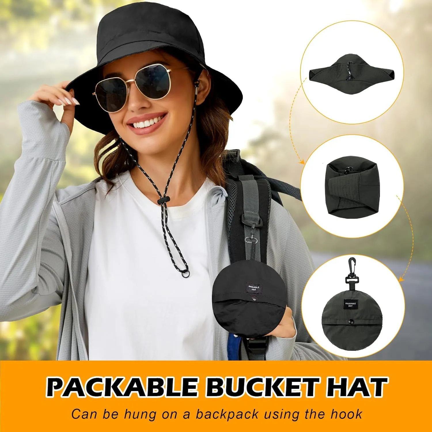 MIDNIGHTSUN Waterproof Bucket Hat Women Packable Outdoor Fishing Lightweight Men UV Protection Summer Sun Hat