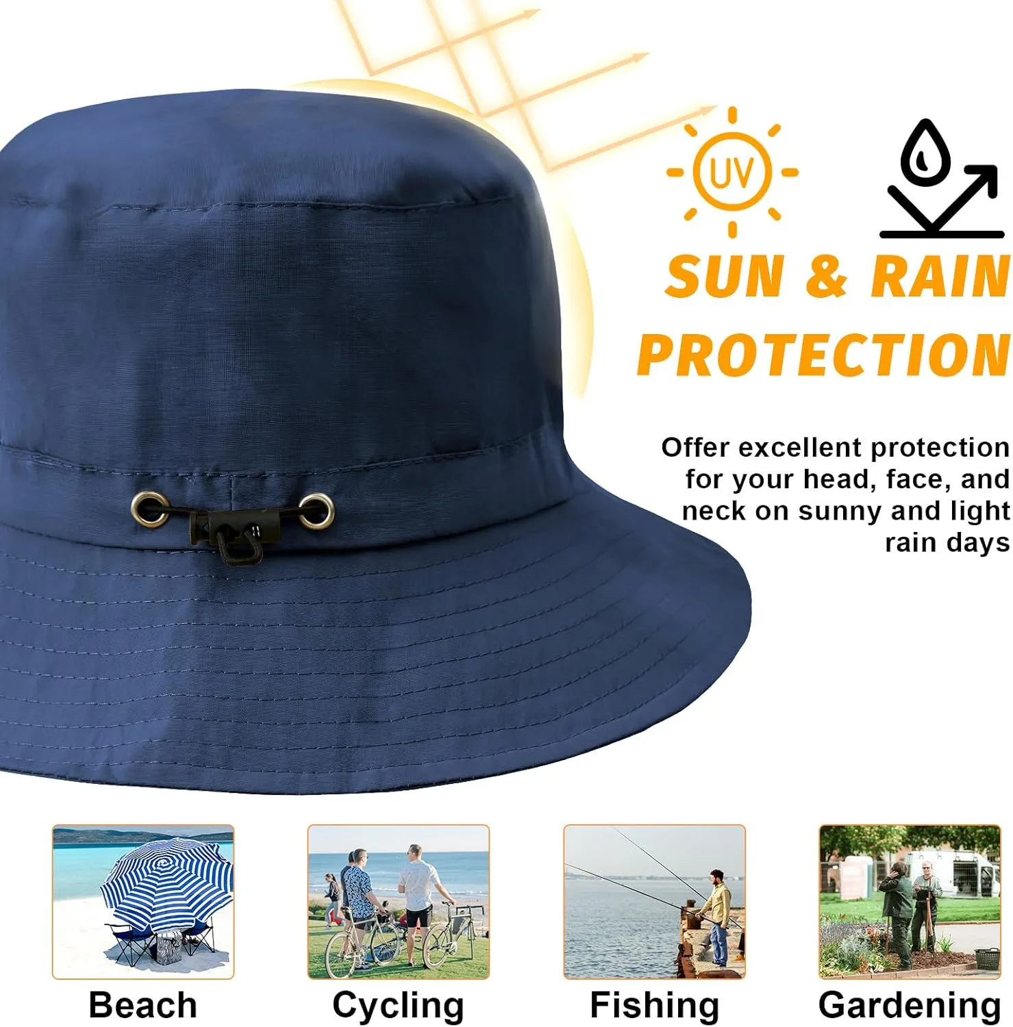 MIDNIGHTSUN Waterproof Bucket Hat Women Packable Outdoor Fishing Lightweight Men UV Protection Summer Sun Hat