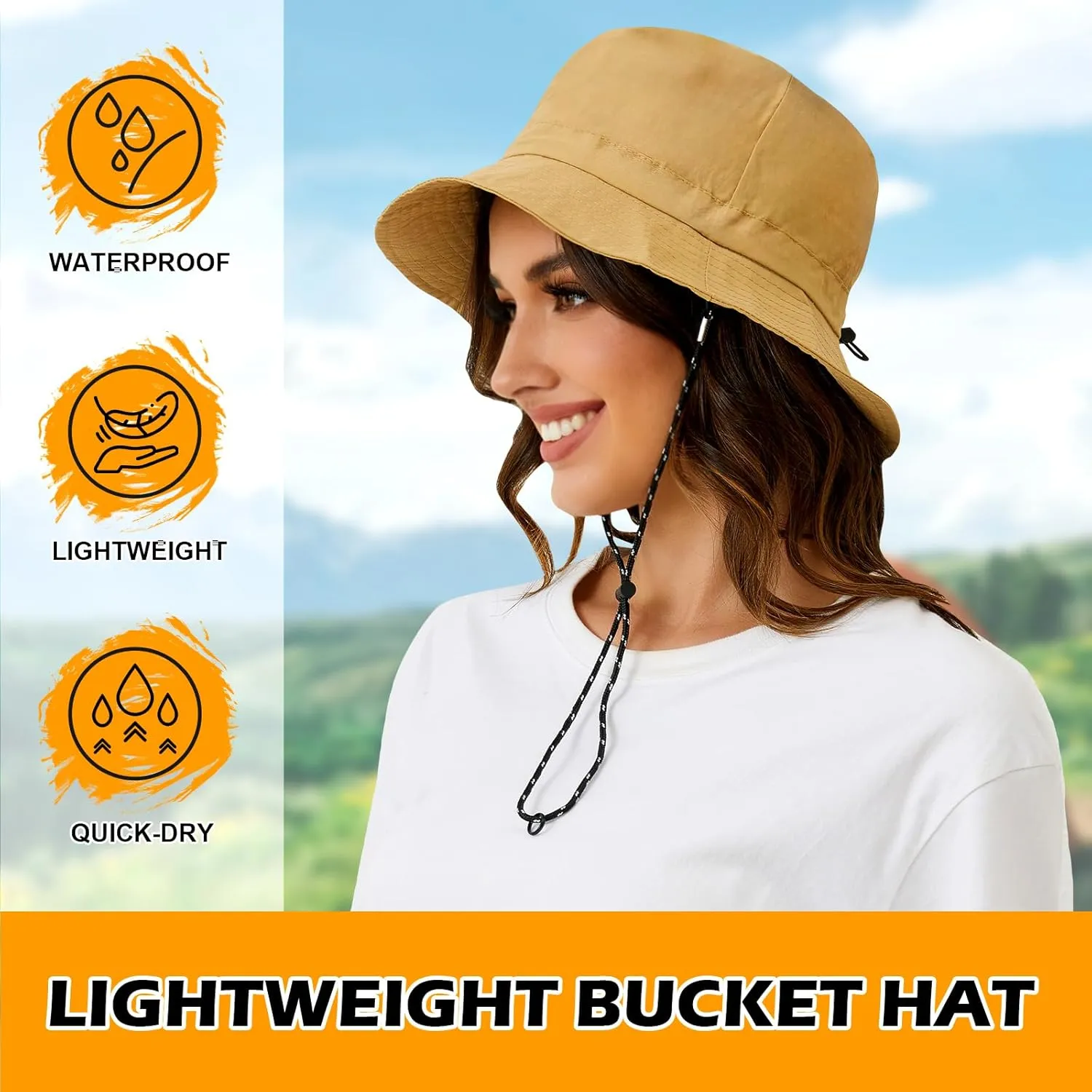 MIDNIGHTSUN Waterproof Bucket Hat Women Packable Outdoor Fishing Lightweight Men UV Protection Summer Sun Hat