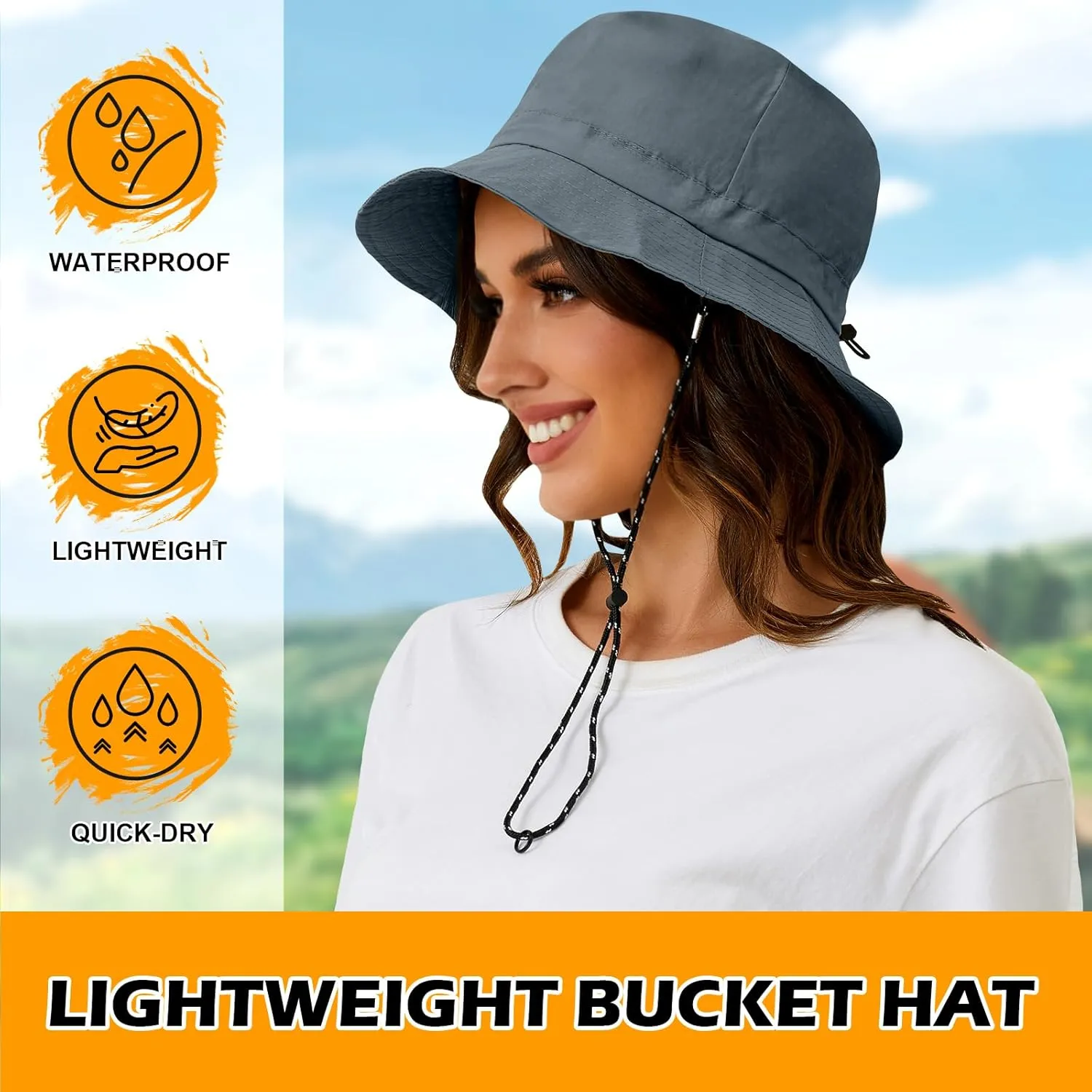 MIDNIGHTSUN Waterproof Bucket Hat Women Packable Outdoor Fishing Lightweight Men UV Protection Summer Sun Hat