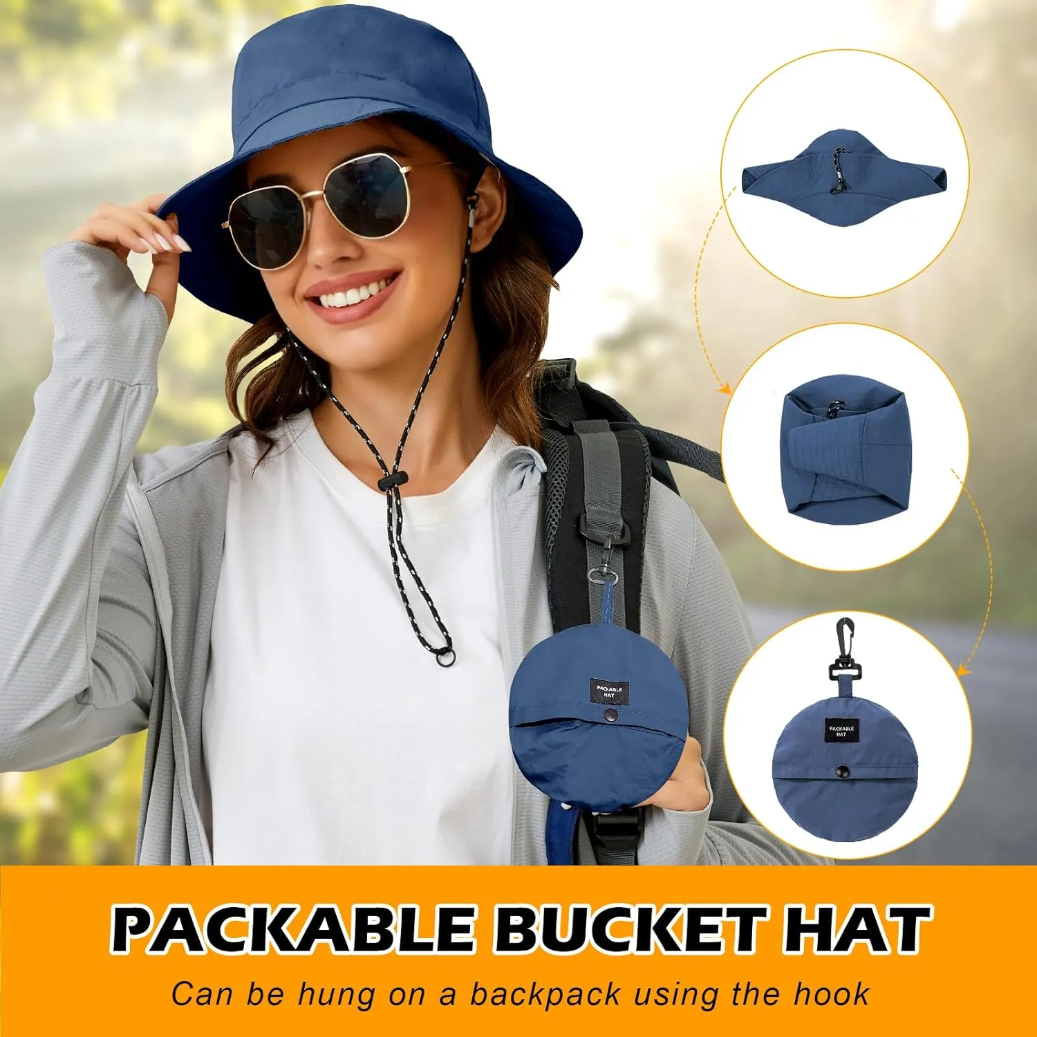 MIDNIGHTSUN Waterproof Bucket Hat Women Packable Outdoor Fishing Lightweight Men UV Protection Summer Sun Hat