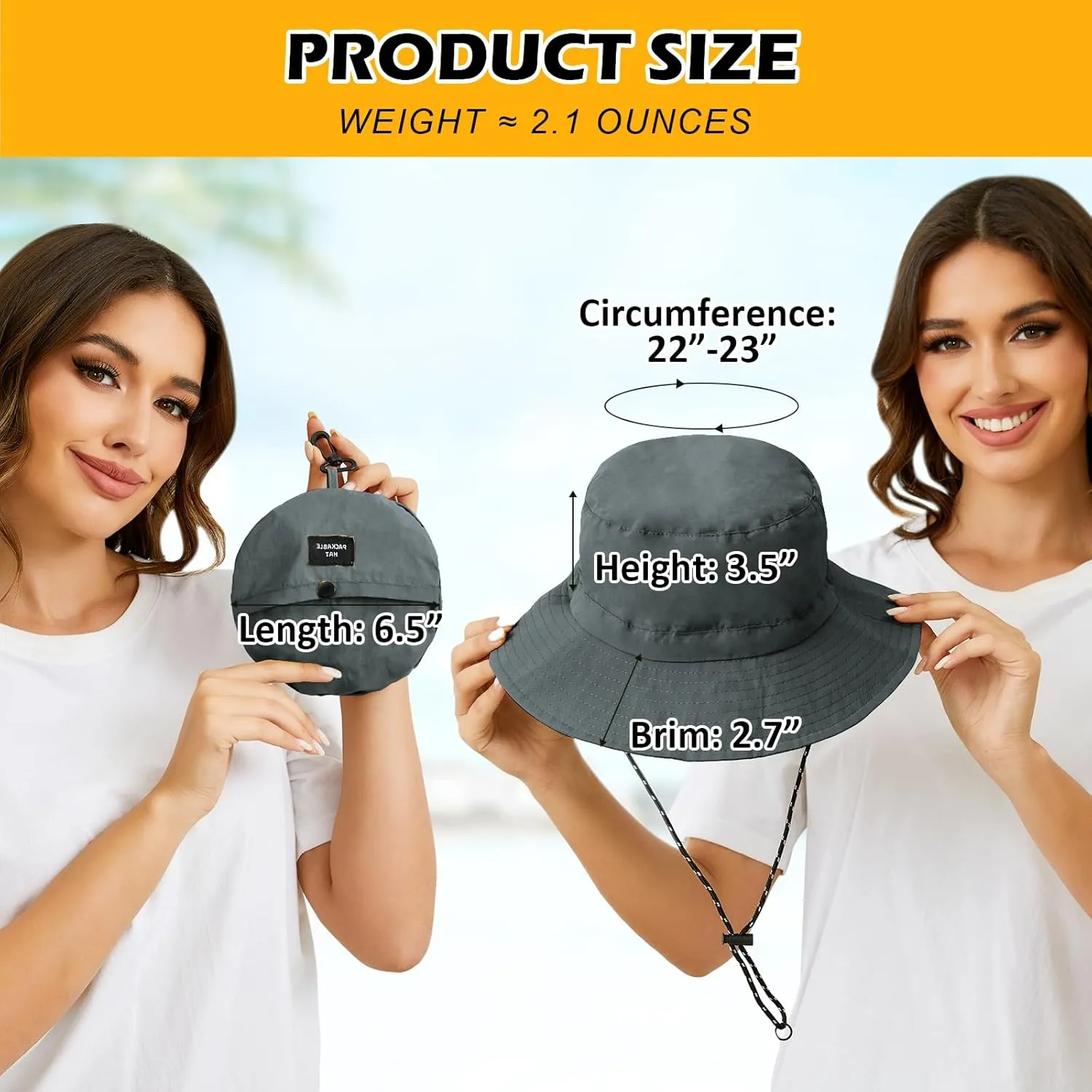 MIDNIGHTSUN Waterproof Bucket Hat Women Packable Outdoor Fishing Lightweight Men UV Protection Summer Sun Hat