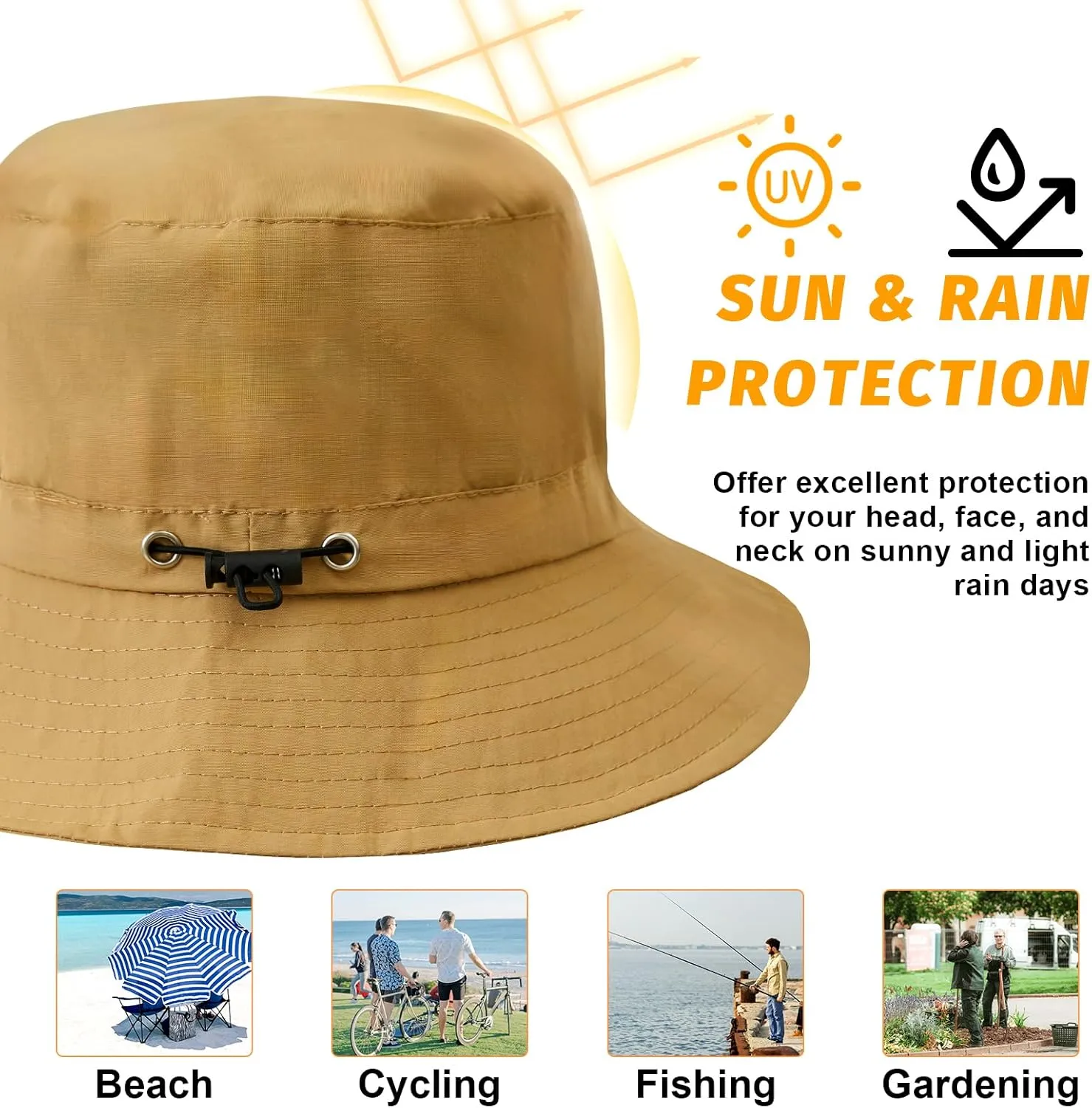MIDNIGHTSUN Waterproof Bucket Hat Women Packable Outdoor Fishing Lightweight Men UV Protection Summer Sun Hat