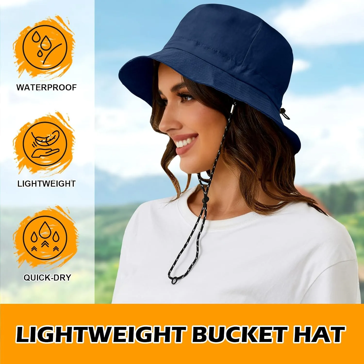 MIDNIGHTSUN Waterproof Bucket Hat Women Packable Outdoor Fishing Lightweight Men UV Protection Summer Sun Hat
