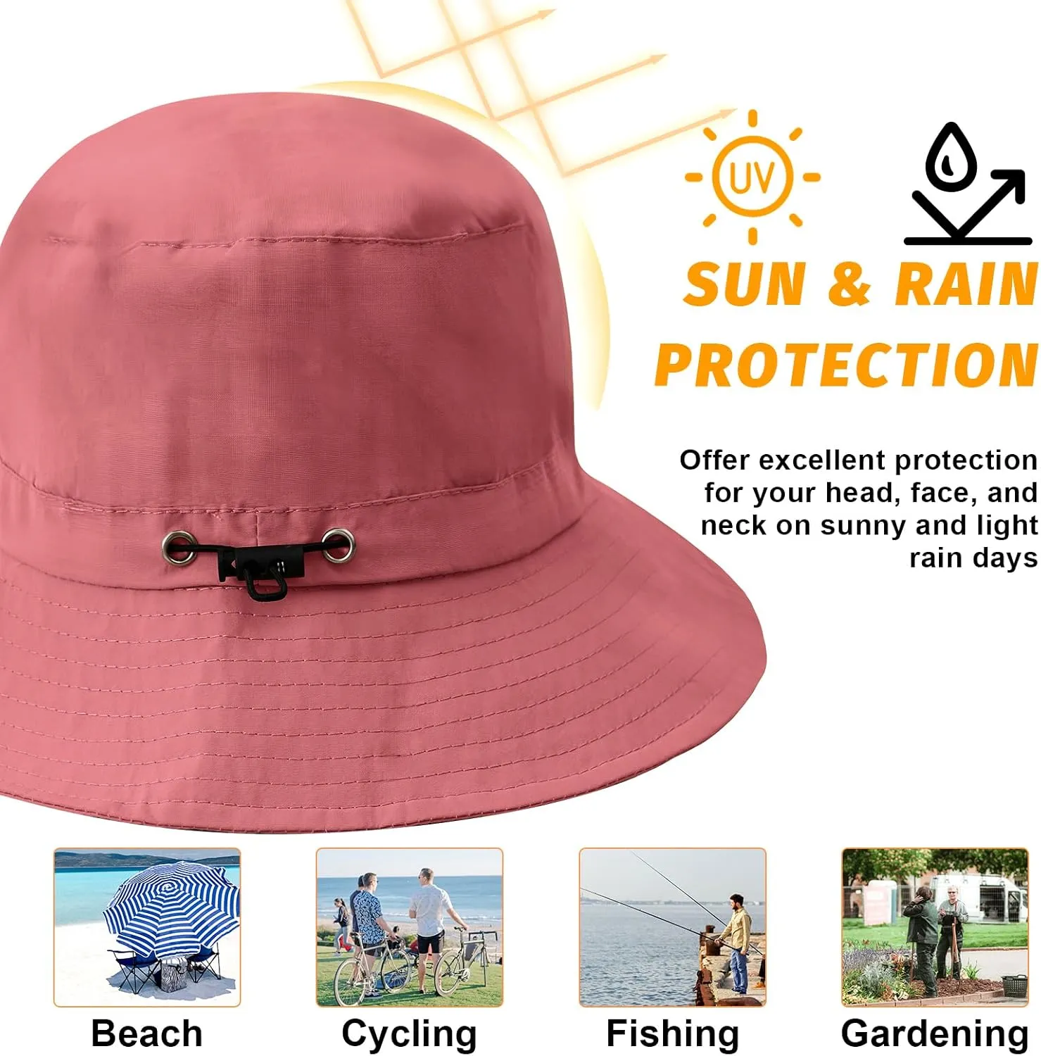 MIDNIGHTSUN Waterproof Bucket Hat Women Packable Outdoor Fishing Lightweight Men UV Protection Summer Sun Hat