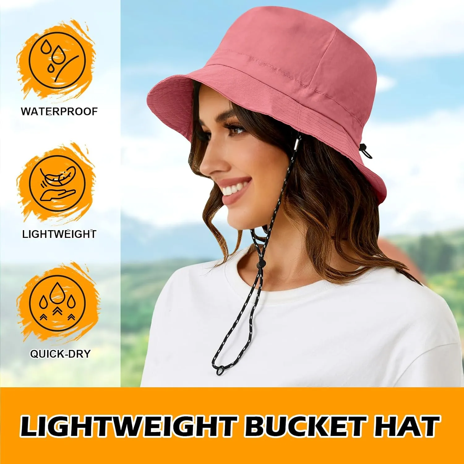 MIDNIGHTSUN Waterproof Bucket Hat Women Packable Outdoor Fishing Lightweight Men UV Protection Summer Sun Hat
