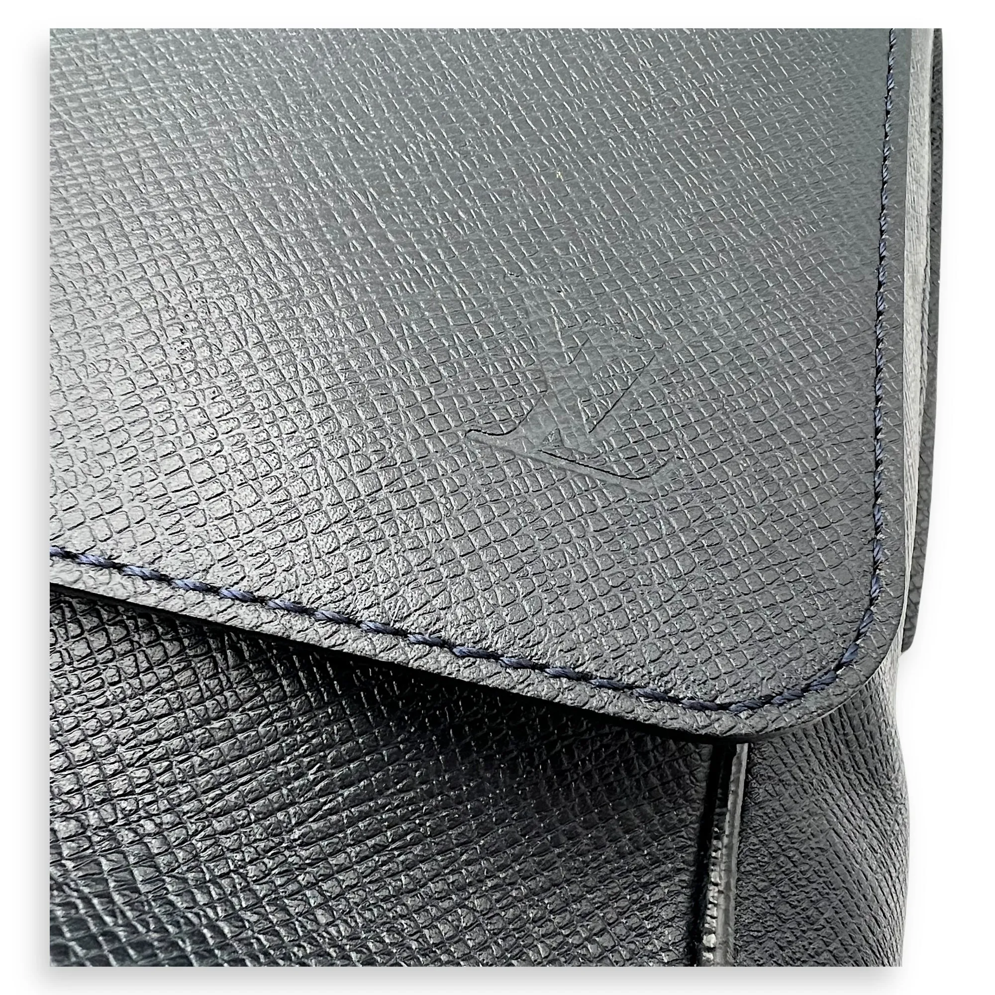 Milo Blue Messenger in Taiga Leather, Silver hardware