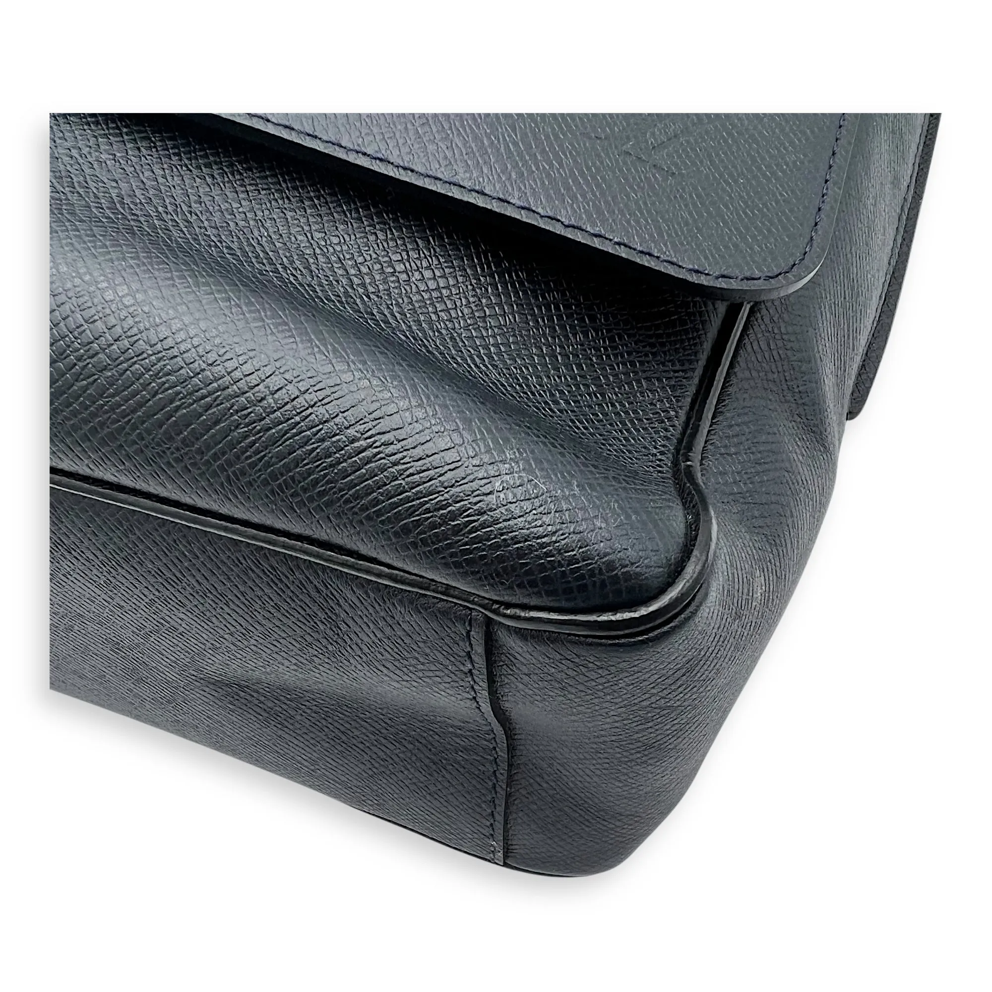 Milo Blue Messenger in Taiga Leather, Silver hardware