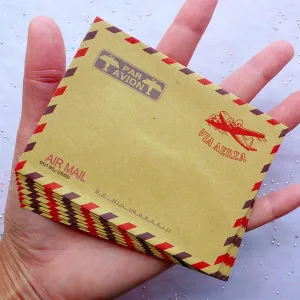Mini Airmail Envelopes | Kraft Paper Envelopes | Via Aerea Airplane Envelope in Vintage Style | Small Triangle Flap Envelopes | Greeting Card Making | Party Invitation Supplies (10pcs / 9.8cm x 7.5cm / 3.86" x 2.95")