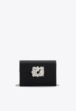 Mini Bouquet Crystal Buckle Clutch in Satin