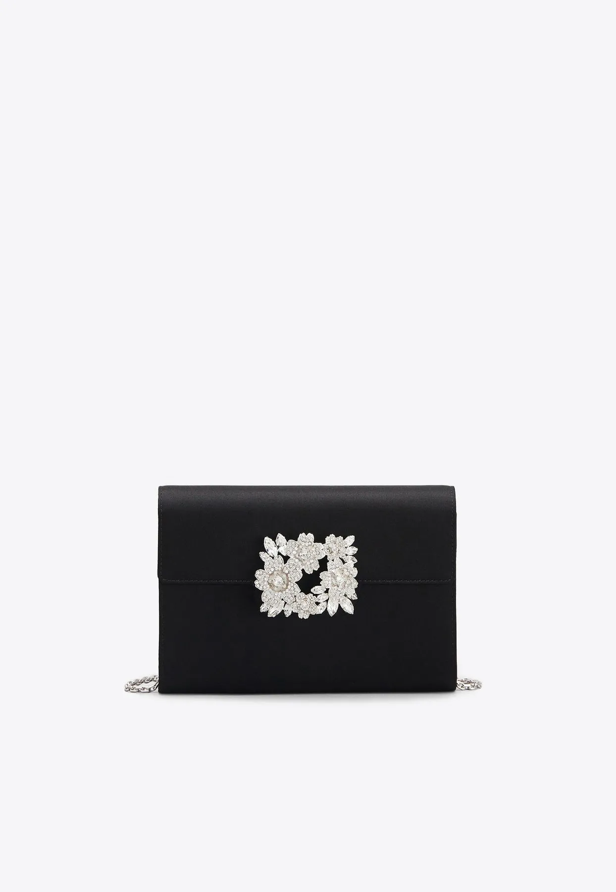 Mini Bouquet Crystal Buckle Clutch in Satin