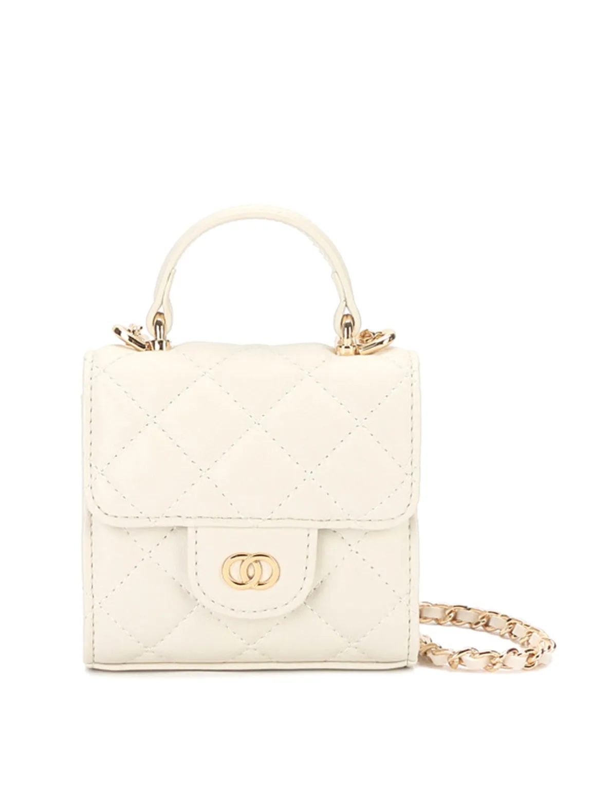 Mini Top-handle Lattice Bag Gold Chain Strap Diamond-quilted Box Shoulder Bag