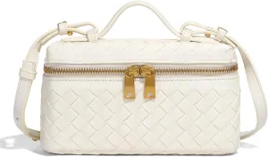 Mini Woven Crossbody Purse Square Box Bags Top-Handle Tote Handbag Shoulder Bag Cute Satchels Trendy