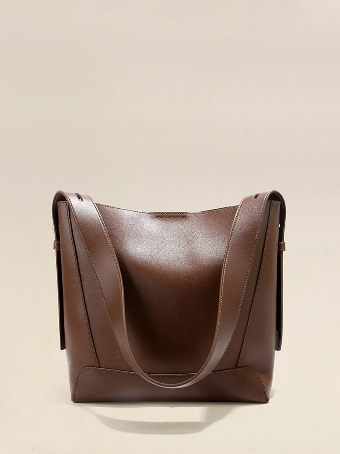 Minimal Bucket Leather Shoulder Bag Single Strap Hobo Tote Bag