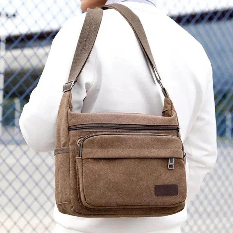 Modern Fashion Canvas Single Shoulder Messenger Bag for Men Women Unisex Travel Crossbody Bag Outdoor Casual Satchel Vintage Bags