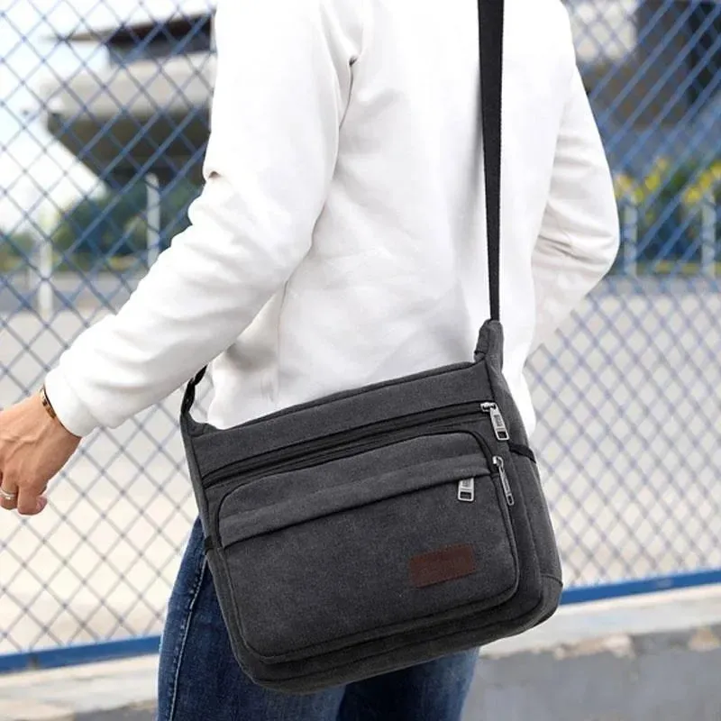 Modern Fashion Canvas Single Shoulder Messenger Bag for Men Women Unisex Travel Crossbody Bag Outdoor Casual Satchel Vintage Bags