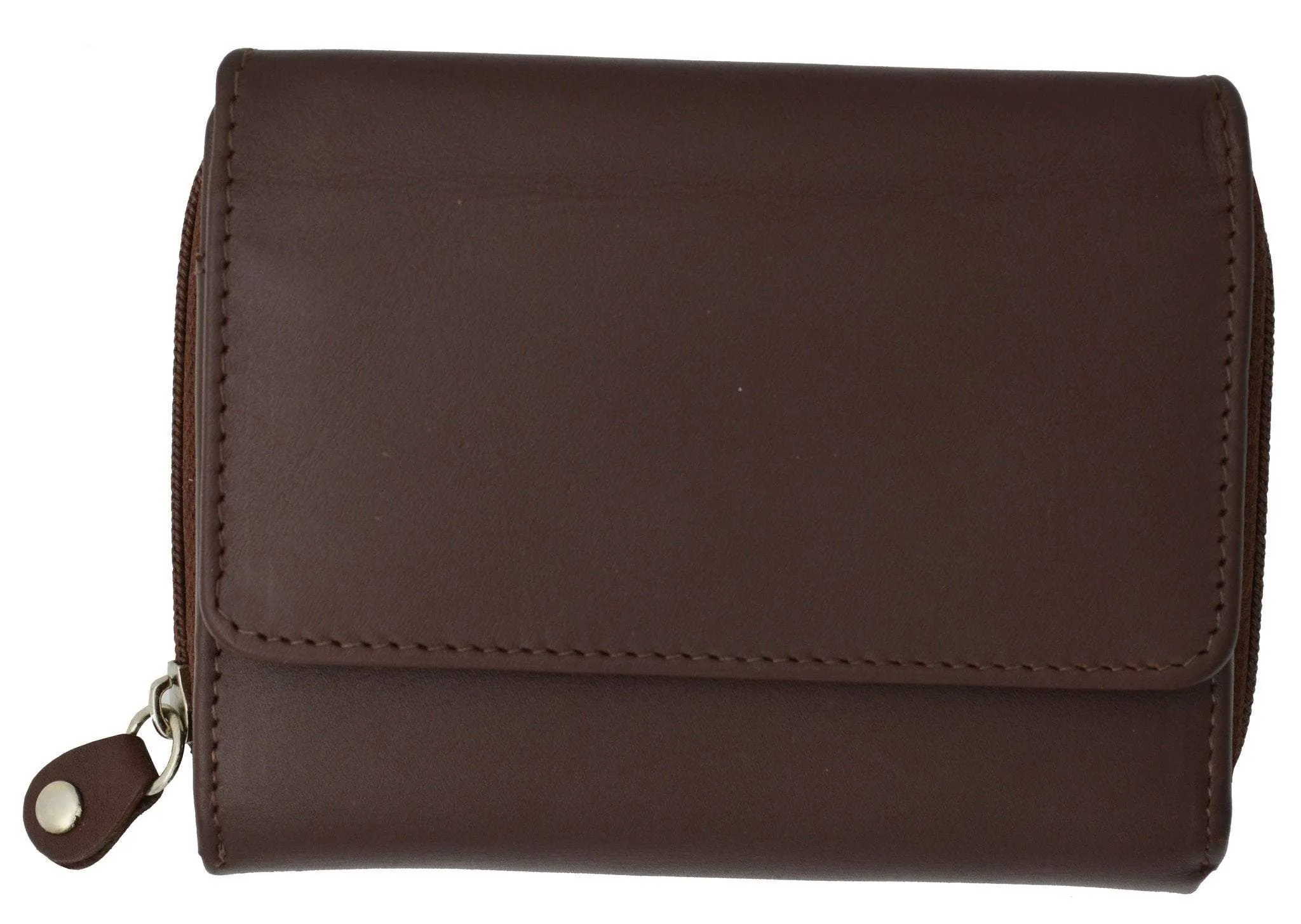 Moga Leather Trifold Card ID Holder Wallet with Zipper Compartment