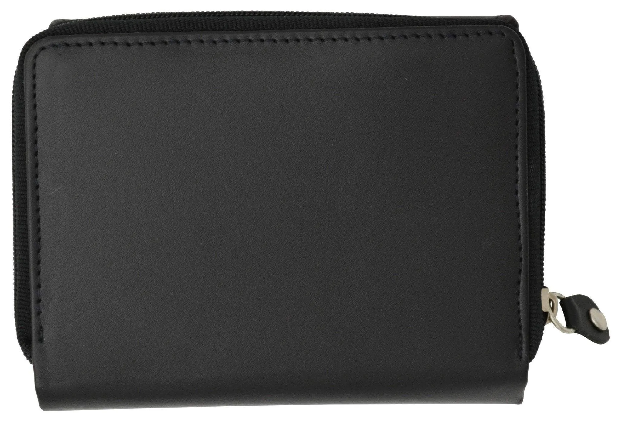 Moga Leather Trifold Card ID Holder Wallet with Zipper Compartment