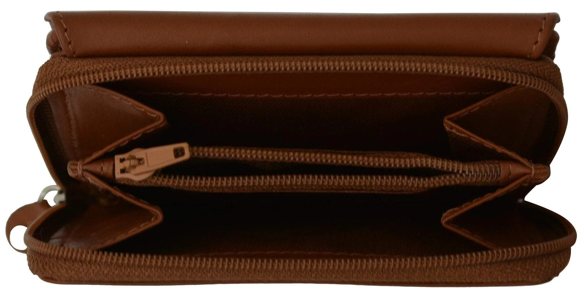 Moga Leather Trifold Card ID Holder Wallet with Zipper Compartment