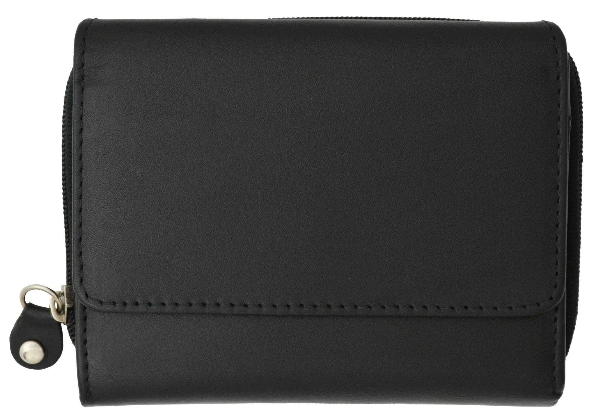 Moga Leather Trifold Card ID Holder Wallet with Zipper Compartment