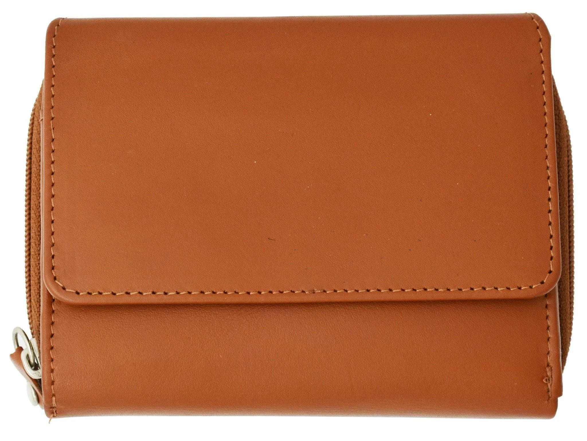 Moga Leather Trifold Card ID Holder Wallet with Zipper Compartment