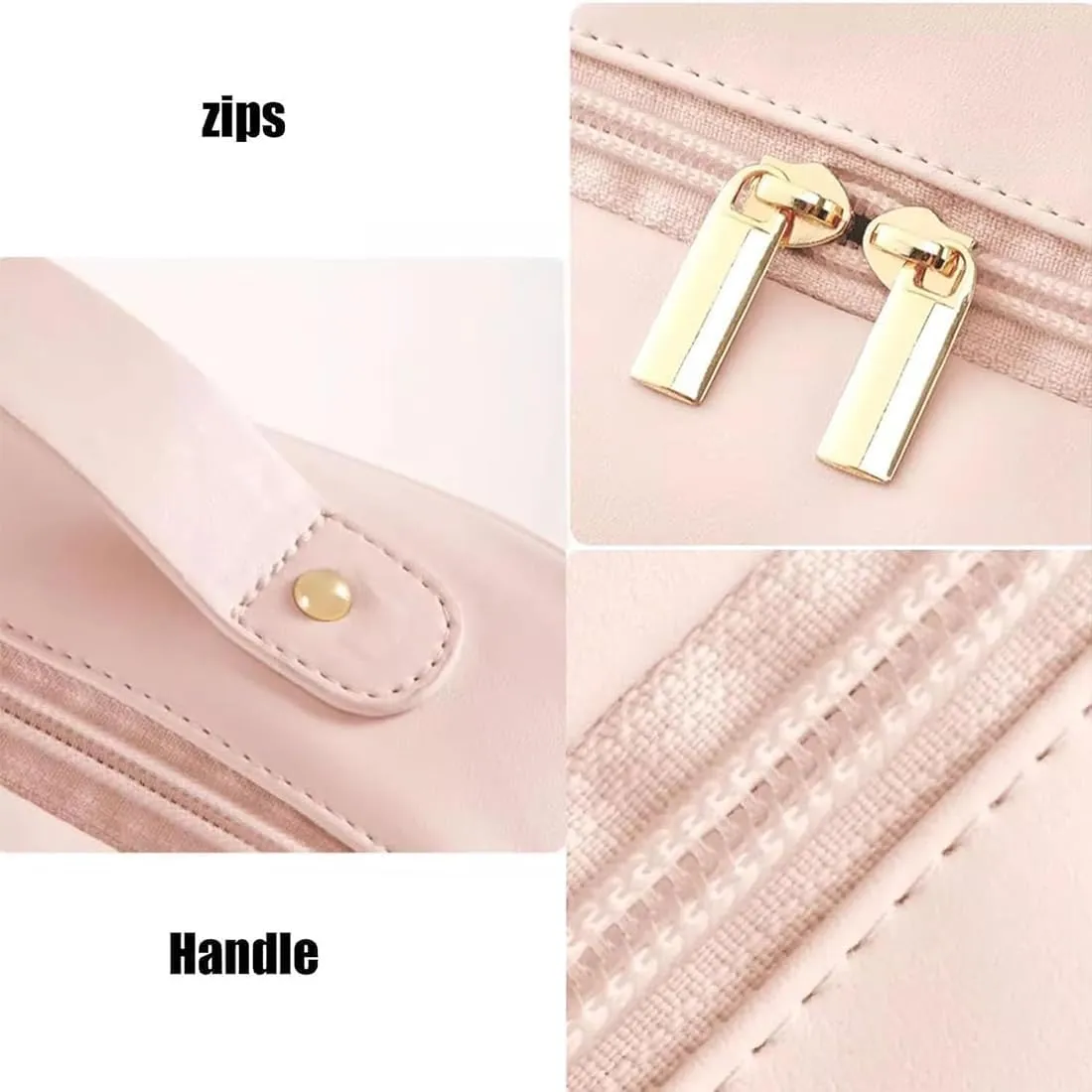 Multi Compartment Toiletry Cosmetic Bag, Super Large Capacity Multi Compartment Toiletry Bag, Multi-Compartment Toiletry Cosmetics Bag With Interlayer, Handle, Waterproof Pu Leather (2Pcs-D)