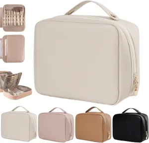 Multi-Compartment Toiletry Cosmetics Bag, Consulbefor Bag-Multi Compartment Toiletry Bag, Toiletry Cosmetics Bag Consulbefor, PU Leather Large Capacity & Portable (Beige)