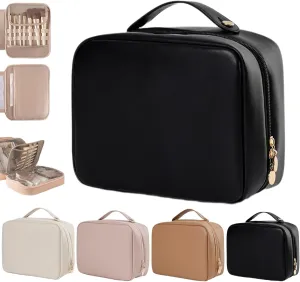 Multi-Compartment Toiletry Cosmetics Bag, Consulbefor Bag-Multi Compartment Toiletry Bag, Toiletry Cosmetics Bag Consulbefor, PU Leather Large Capacity & Portable (Black)