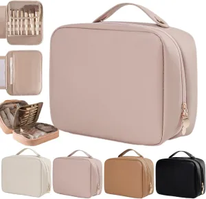 Multi-Compartment Toiletry Cosmetics Bag, Consulbefor Bag-Multi Compartment Toiletry Bag, Toiletry Cosmetics Bag Consulbefor, PU Leather Large Capacity & Portable (Pink)