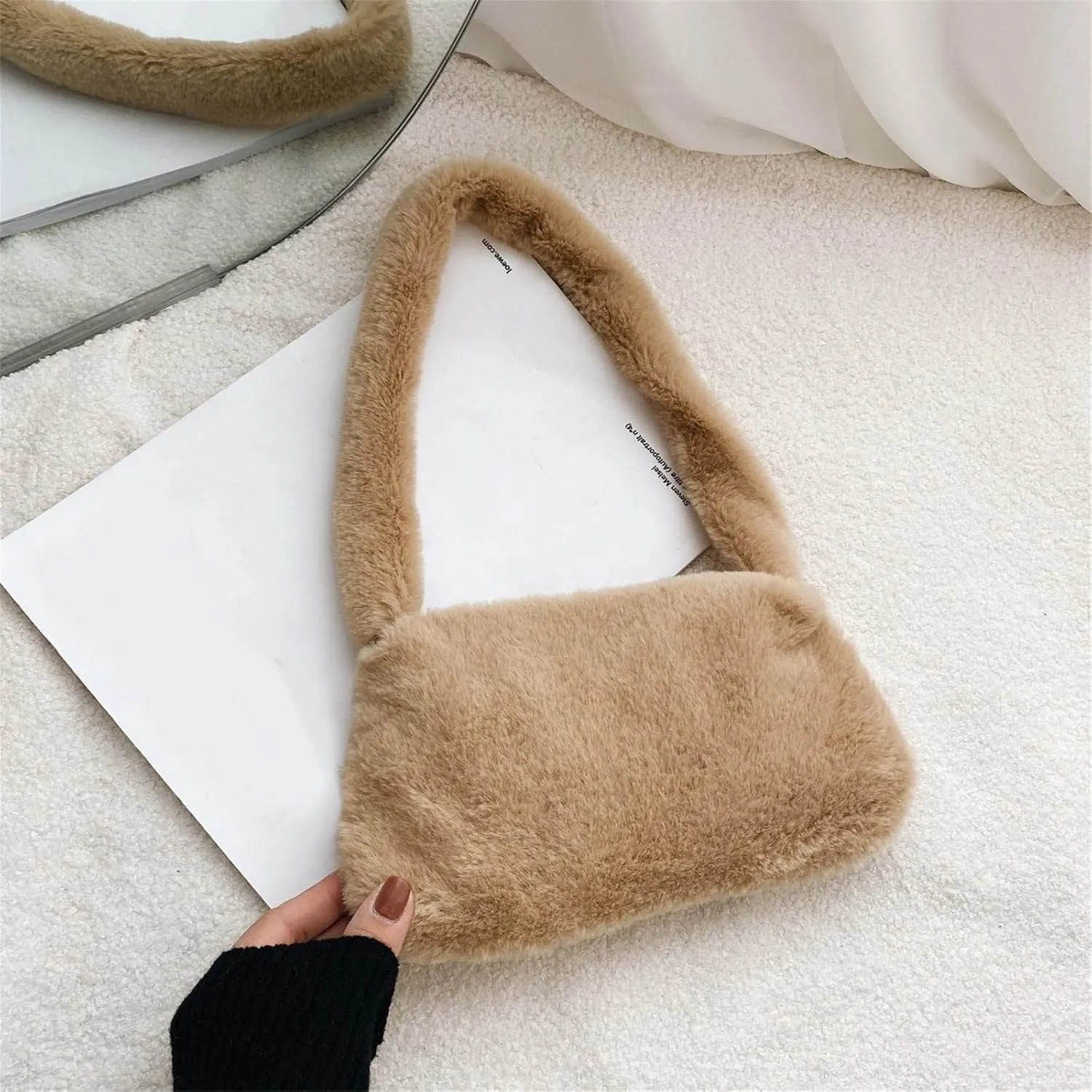 Multi Pocket Shoulder Bags for Woman Lightweight Quilted Fabric Handbags for Women Womens Elegant Evening Bag(Khaki)