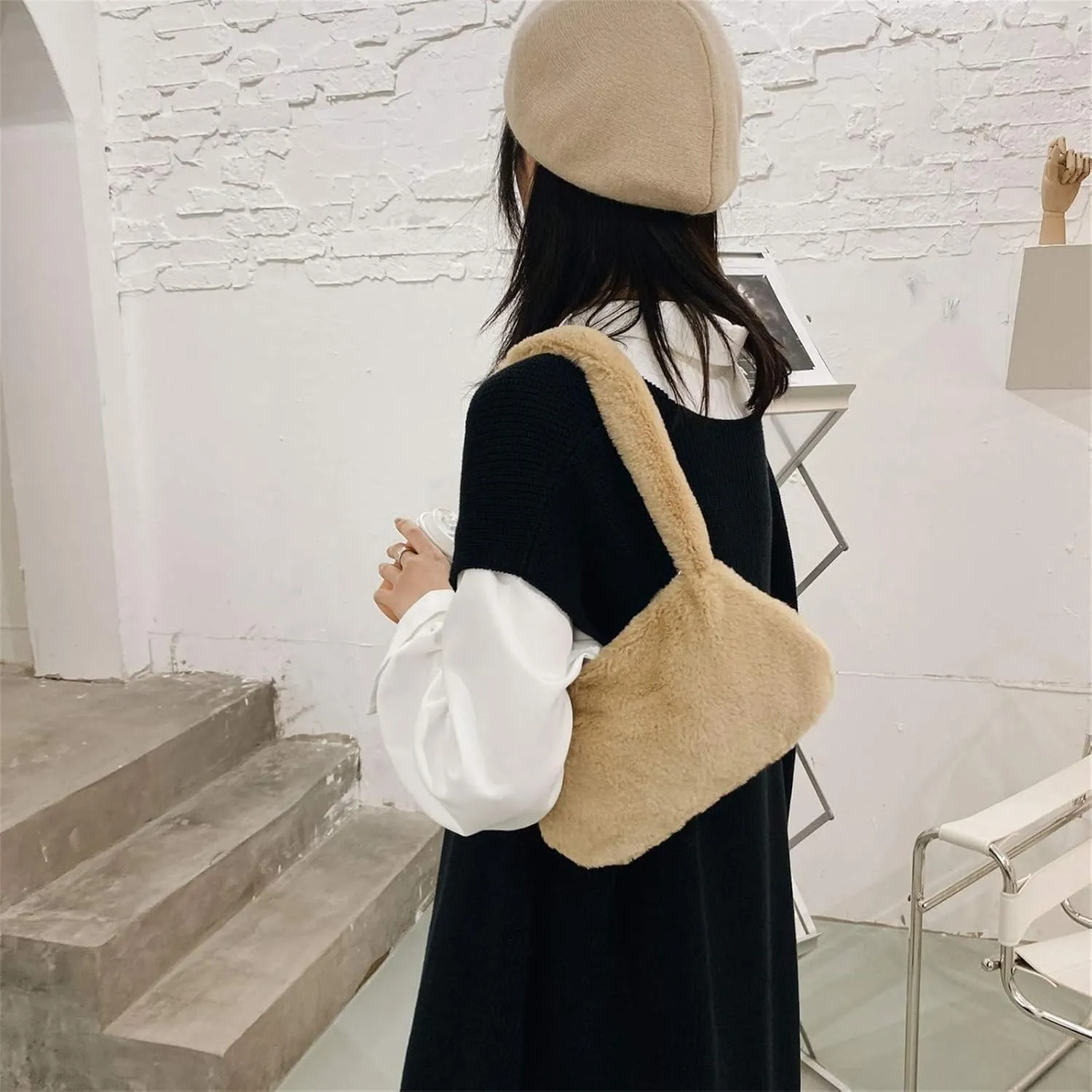 Multi Pocket Shoulder Bags for Woman Lightweight Quilted Fabric Handbags for Women Womens Elegant Evening Bag(Khaki)