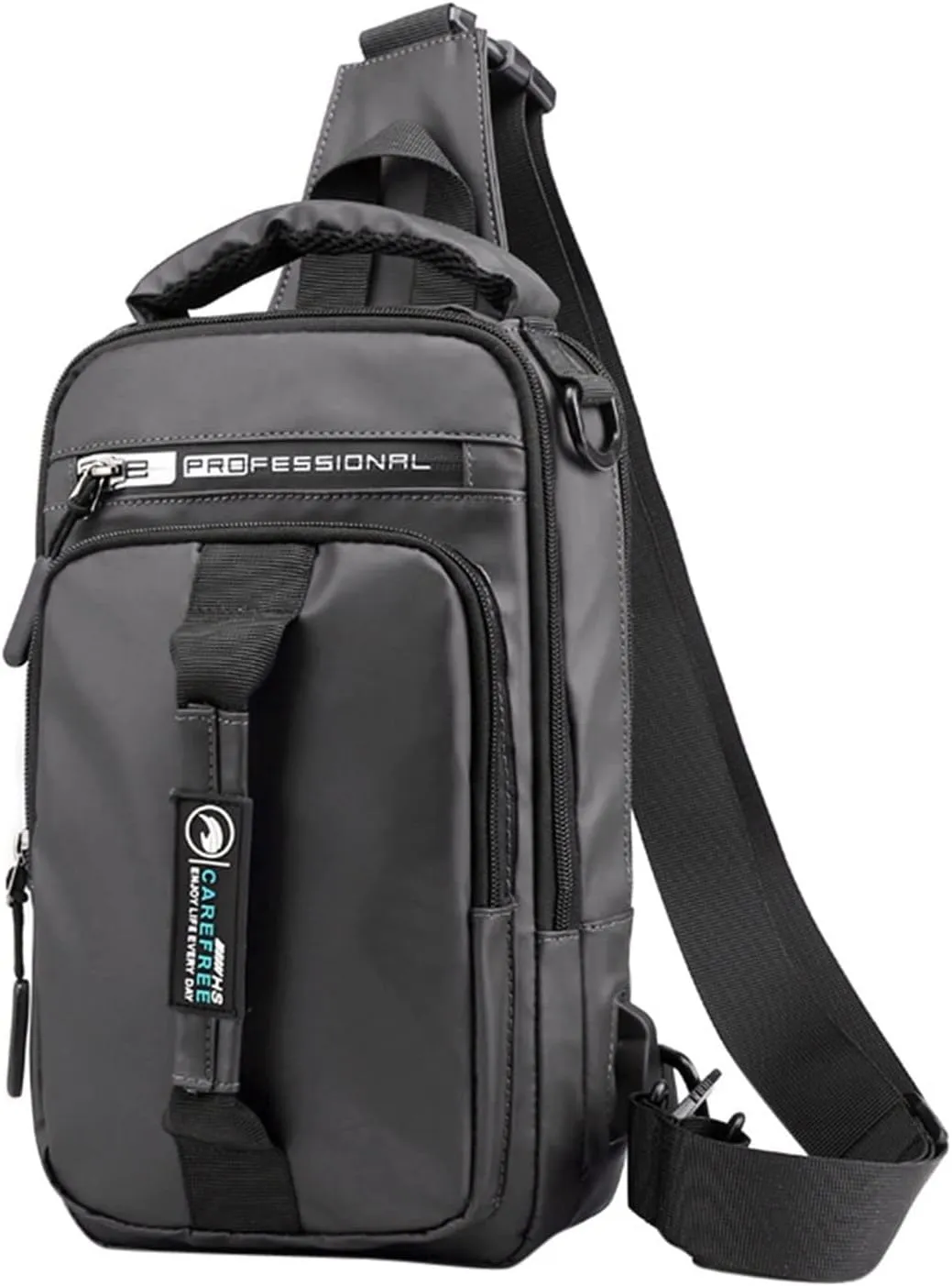 Multifunction Shoulder Bag Backpack Usb Charging Nylon Chest Black Fanny Pack For Men over The Shoulder (Grey, One Size)