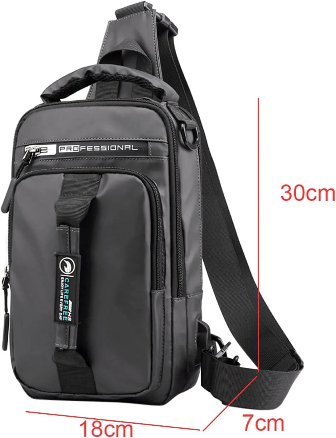 Multifunction Shoulder Bag Backpack Usb Charging Nylon Chest Black Fanny Pack For Men over The Shoulder (Grey, One Size)