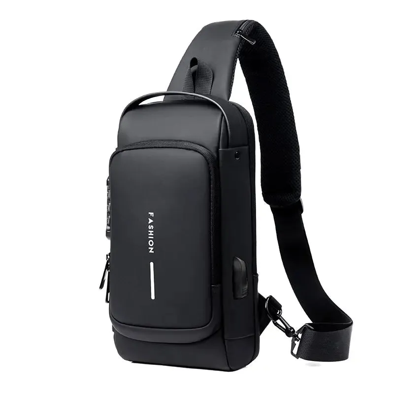 Multifunctional Men's Anti-theft USB Leather Shoulder Satchel Crossbody Bag Travel Sling Chest Messenger Bags