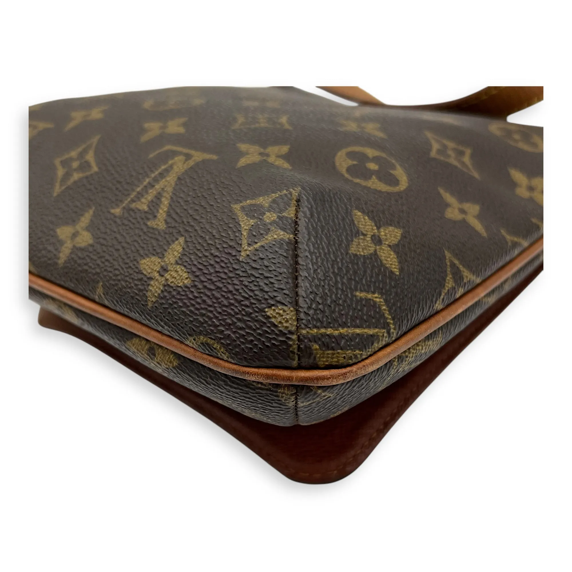 Musette Salsa Brown Crossbody Bag in Monogram Coated Canvas, Gold hardware