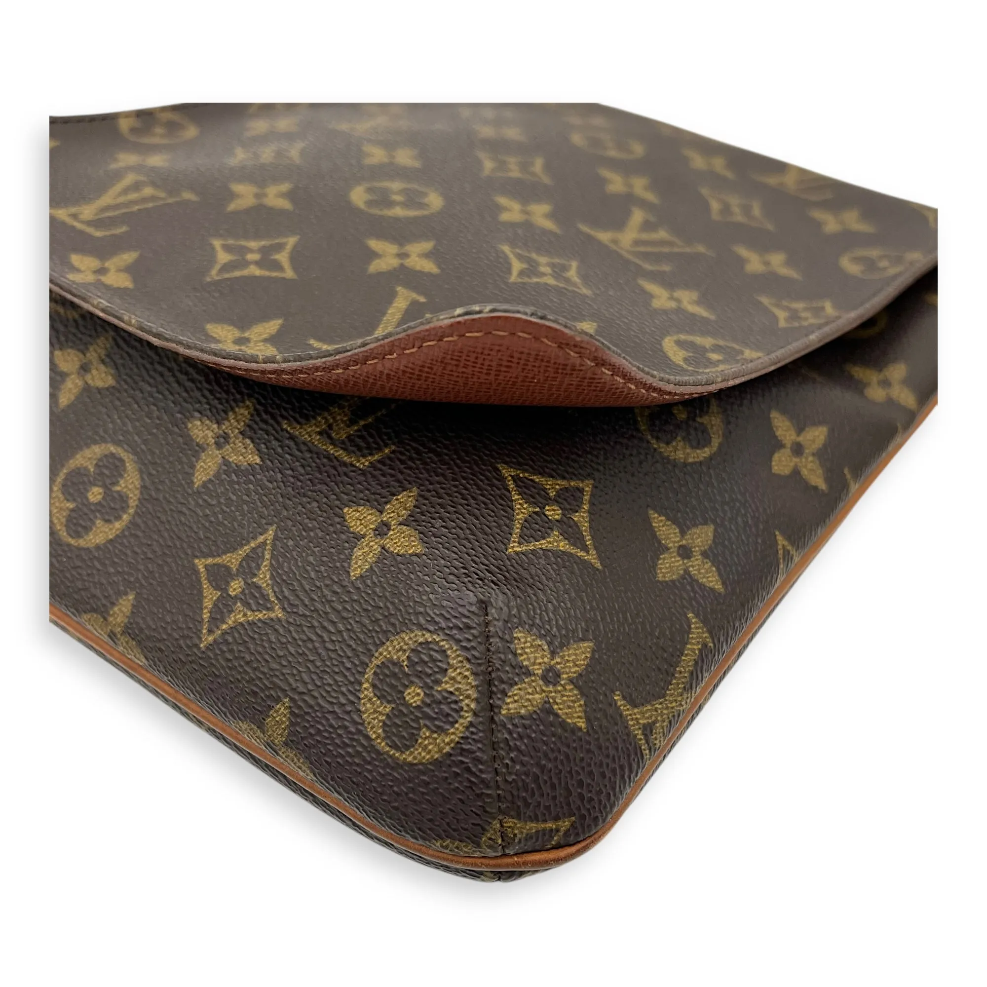 Musette Salsa Brown Crossbody Bag in Monogram Coated Canvas, Gold hardware