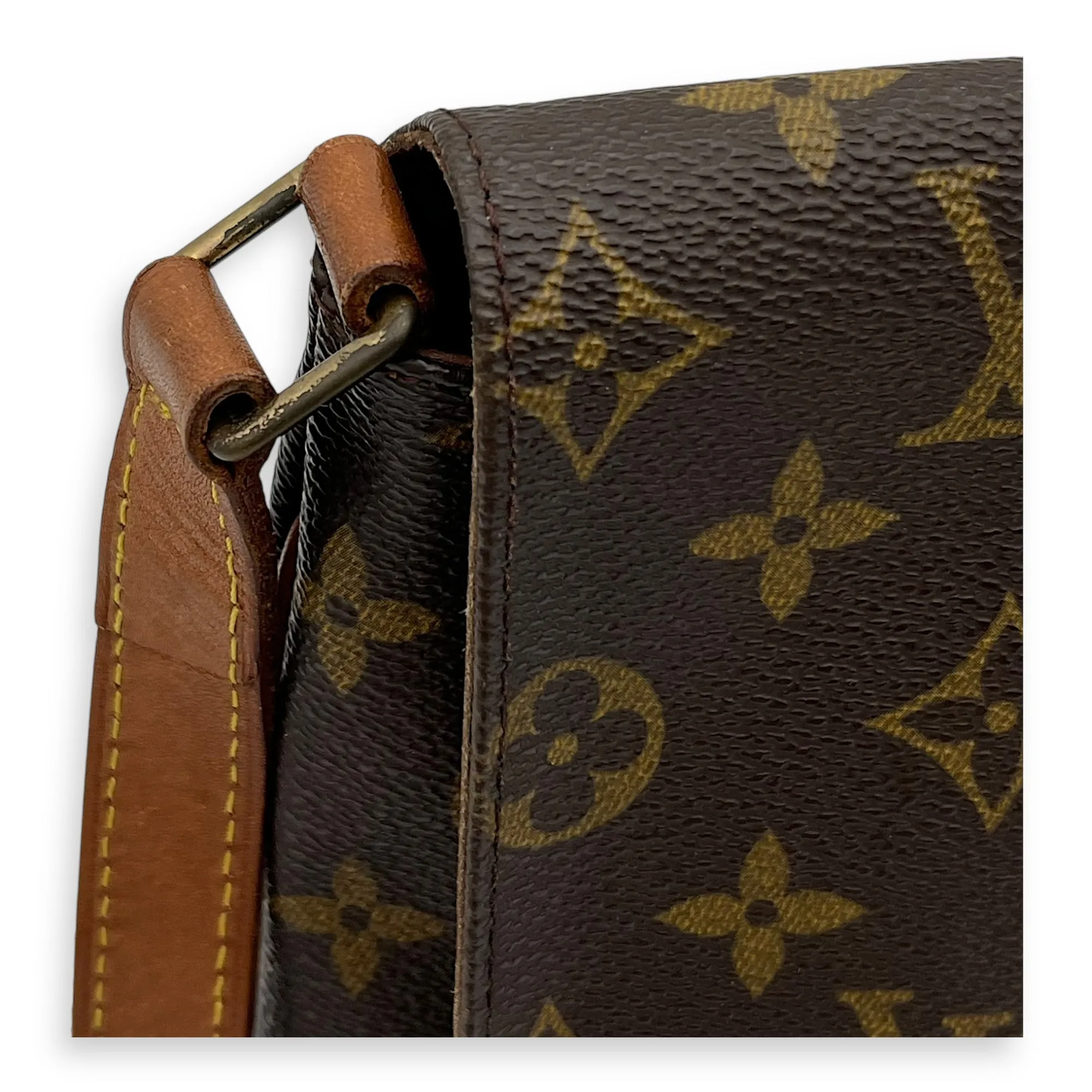 Musette Salsa Brown Crossbody Bag in Monogram Coated Canvas, Gold hardware