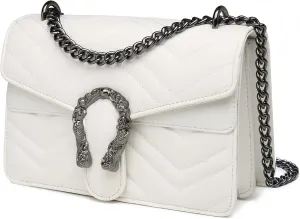 MYHOZEE Crossbody Bags for Women - Snake Printed Clutch Purses Leather Chain Shoulder Bags Evening Handbags