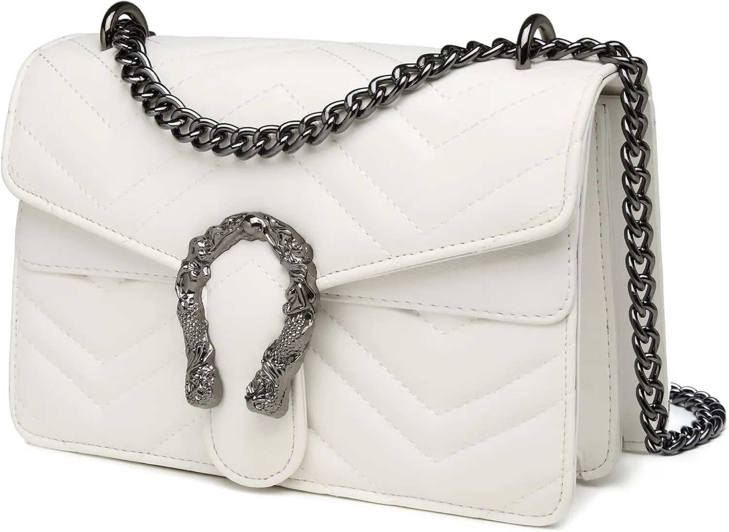 MYHOZEE Crossbody Bags for Women - Snake Printed Clutch Purses Leather Chain Shoulder Bags Evening Handbags
