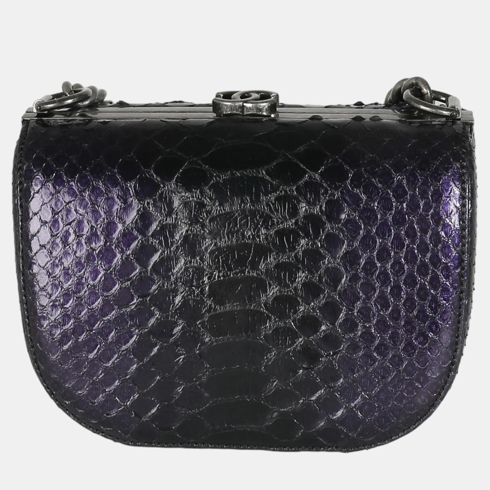Navy Iridescent Python Paris Edinburgh Boy Box Clutch