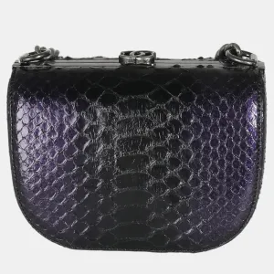 Navy Iridescent Python Paris Edinburgh Boy Box Clutch