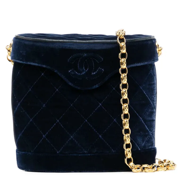 Navy Velvet Crossbody Binocular Bag