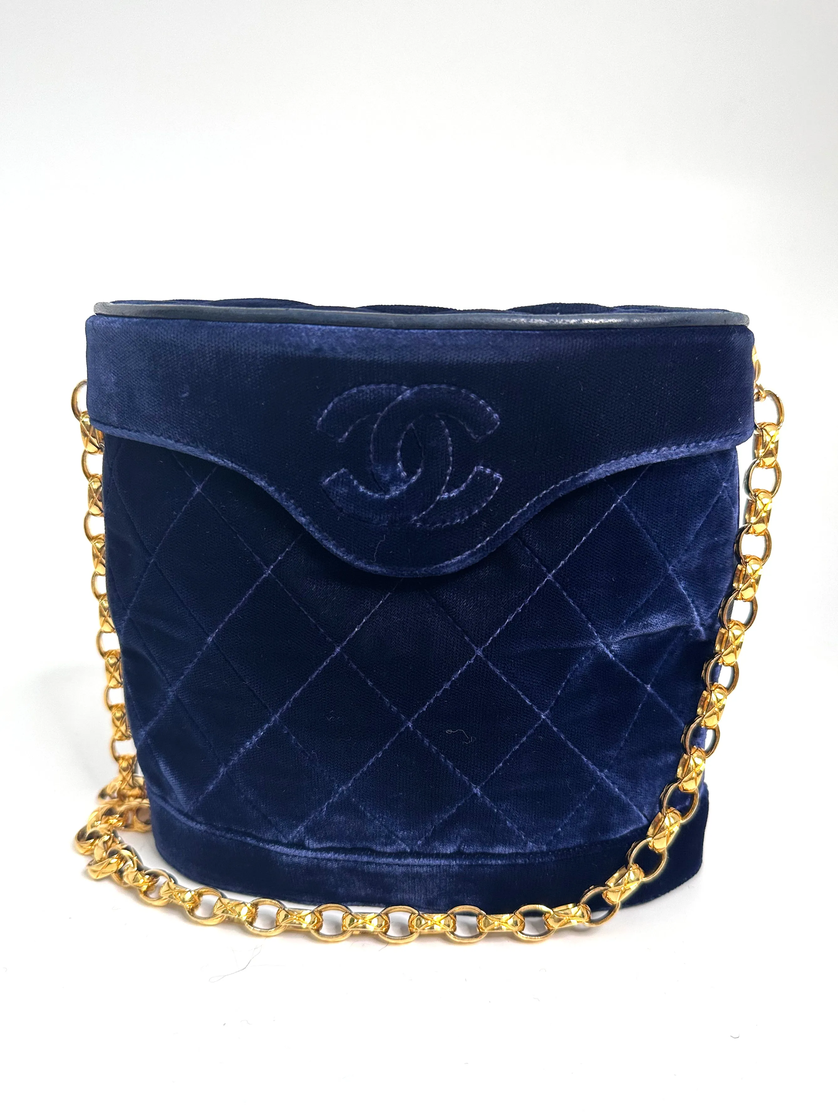Navy Velvet Crossbody Binocular Bag
