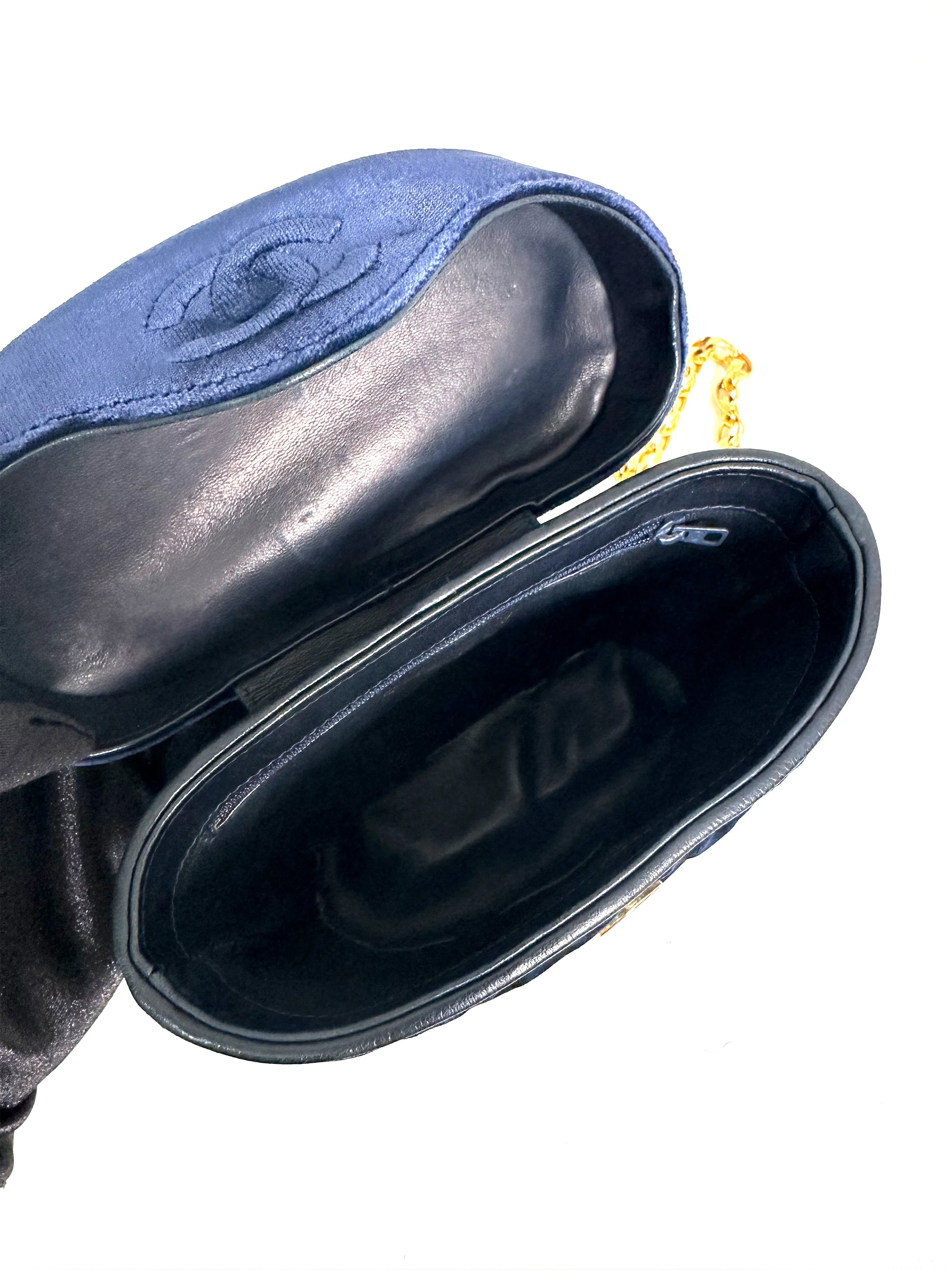 Navy Velvet Crossbody Binocular Bag