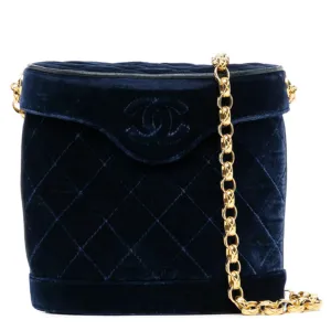 Navy Velvet Crossbody Binocular Bag