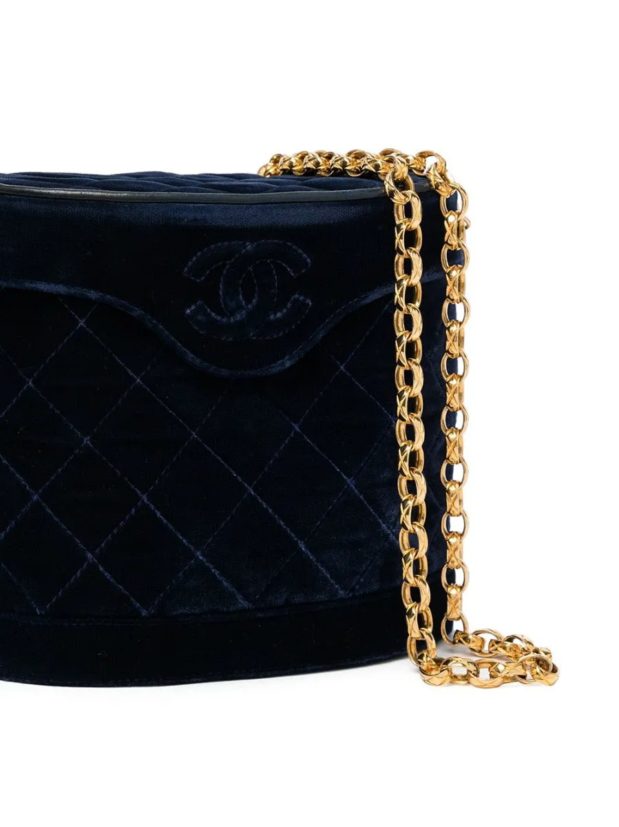 Navy Velvet Crossbody Binocular Bag